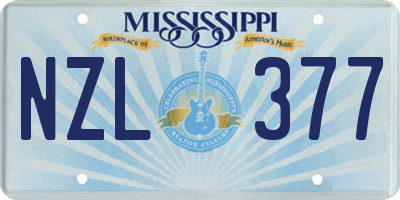 MS license plate NZL377