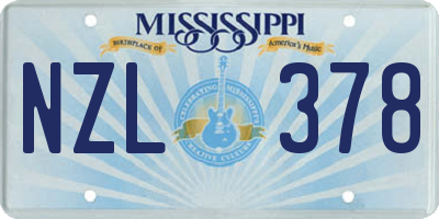 MS license plate NZL378
