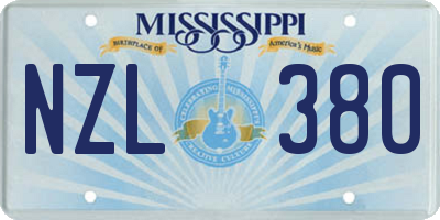 MS license plate NZL380