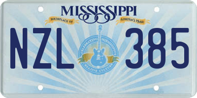 MS license plate NZL385