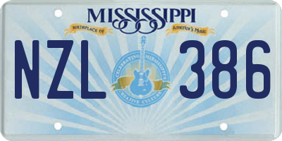 MS license plate NZL386