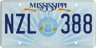 MS license plate NZL388