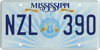 MS license plate NZL390