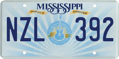 MS license plate NZL392
