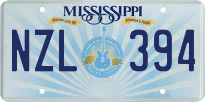 MS license plate NZL394