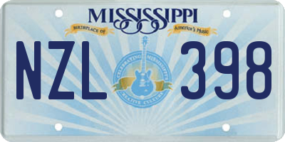 MS license plate NZL398
