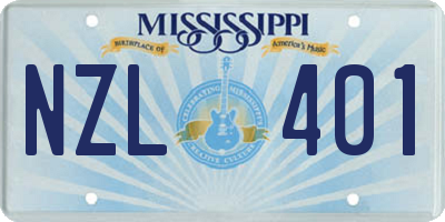 MS license plate NZL401