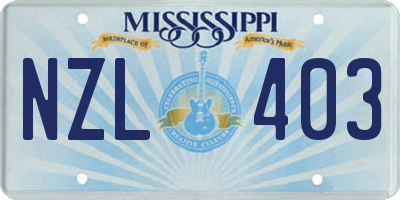 MS license plate NZL403
