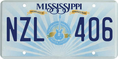 MS license plate NZL406
