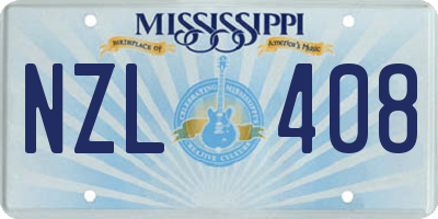 MS license plate NZL408