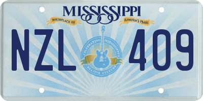 MS license plate NZL409