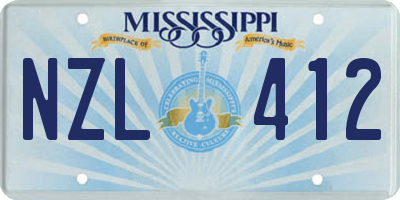 MS license plate NZL412