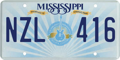 MS license plate NZL416