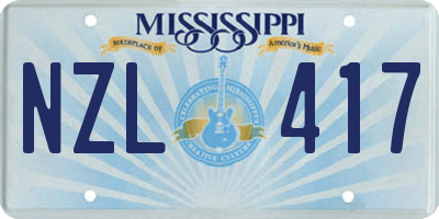 MS license plate NZL417