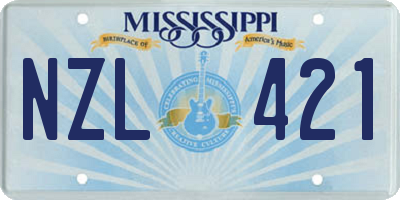 MS license plate NZL421