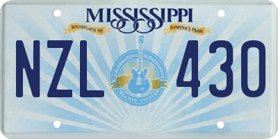 MS license plate NZL430