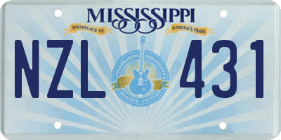 MS license plate NZL431