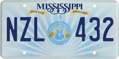 MS license plate NZL432