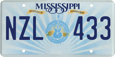 MS license plate NZL433