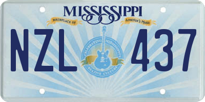 MS license plate NZL437