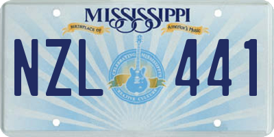 MS license plate NZL441