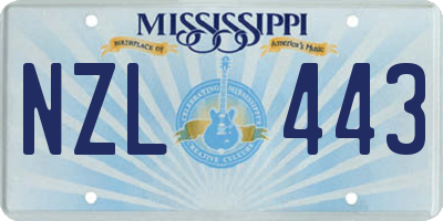 MS license plate NZL443