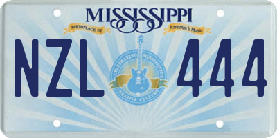 MS license plate NZL444