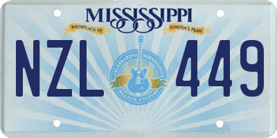 MS license plate NZL449