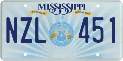 MS license plate NZL451