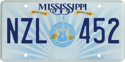 MS license plate NZL452