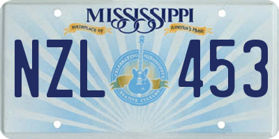 MS license plate NZL453