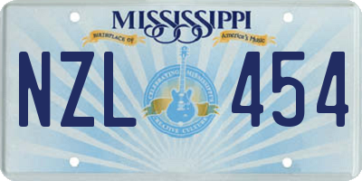 MS license plate NZL454