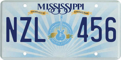 MS license plate NZL456