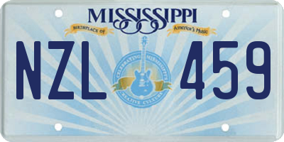 MS license plate NZL459