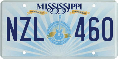 MS license plate NZL460