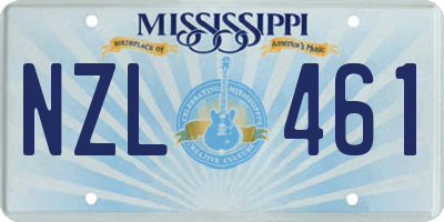 MS license plate NZL461