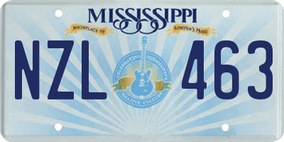 MS license plate NZL463