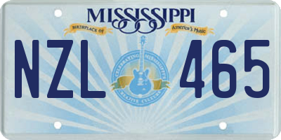 MS license plate NZL465
