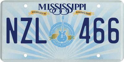 MS license plate NZL466