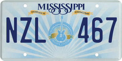 MS license plate NZL467