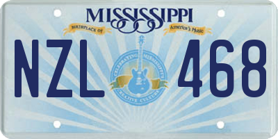 MS license plate NZL468