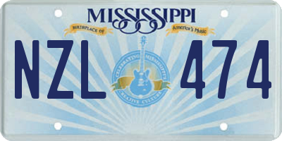 MS license plate NZL474