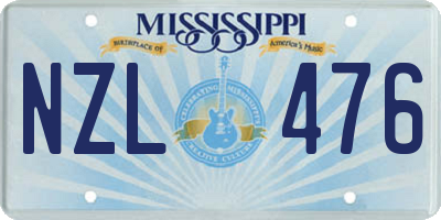 MS license plate NZL476