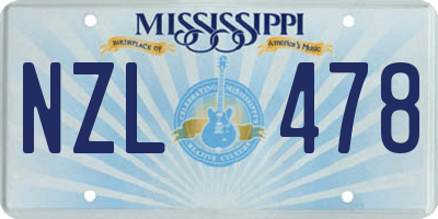 MS license plate NZL478