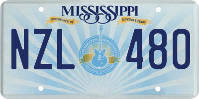 MS license plate NZL480