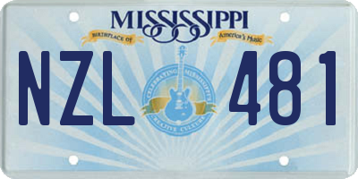 MS license plate NZL481