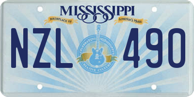 MS license plate NZL490