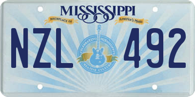 MS license plate NZL492