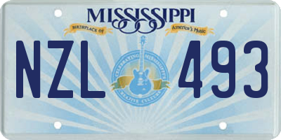 MS license plate NZL493