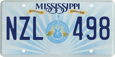 MS license plate NZL498